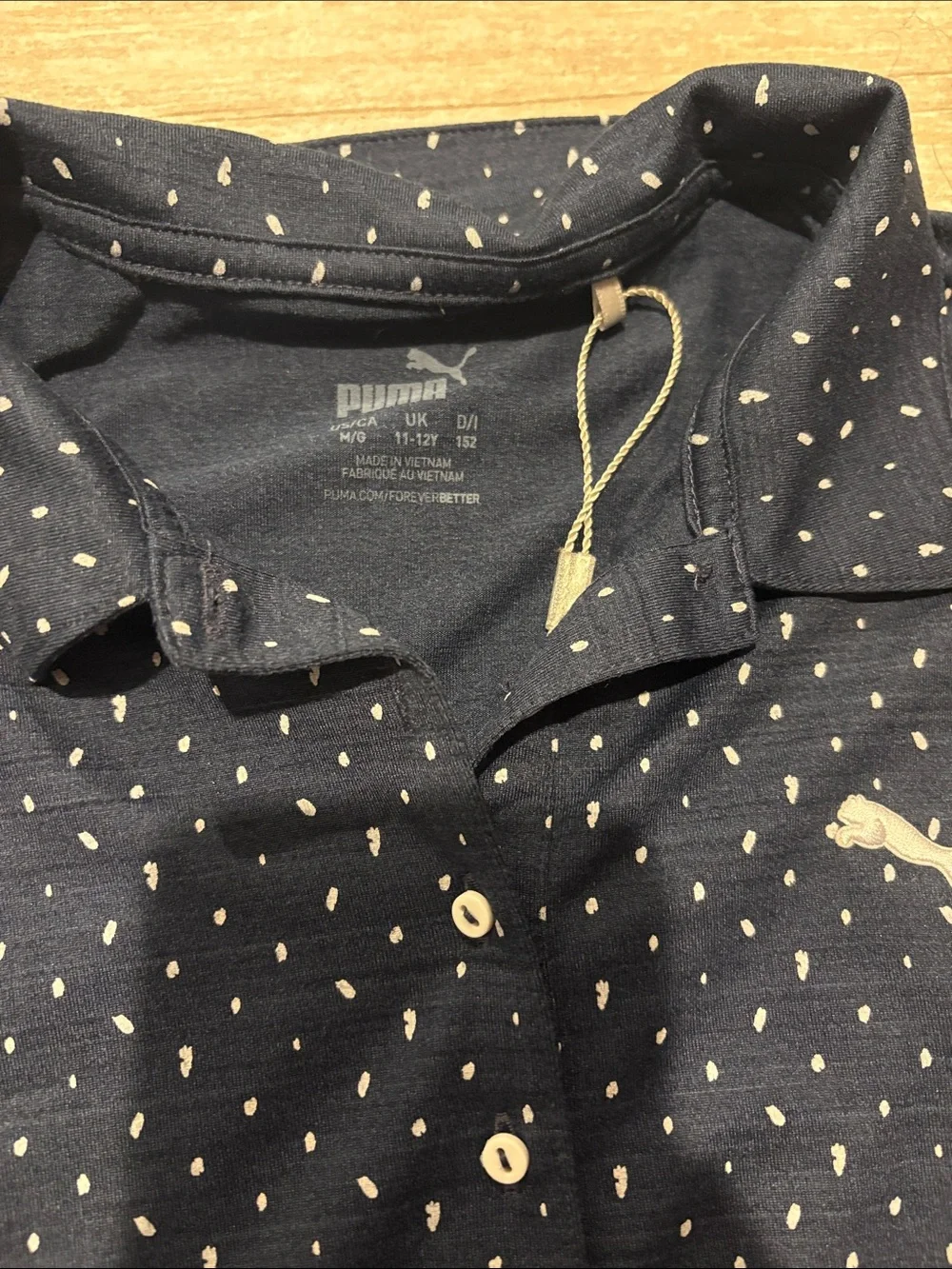 Puma Navy Sleeveless Polo Top with White Dot Print